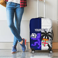 Custom Fiji And Scotland Rugby Luggage Cover Fijian Tapa Pattern With Thistle - Wonder Print Shop