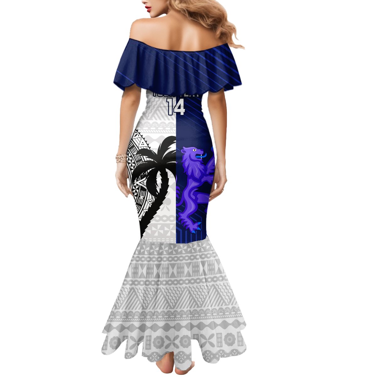 Custom Fiji And Scotland Rugby Mermaid Dress Fijian Tapa Pattern With Thistle - Wonder Print Shop