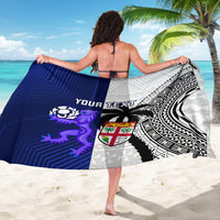 Custom Fiji And Scotland Rugby Sarong Fijian Tapa Pattern With Thistle - Wonder Print Shop