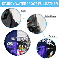 Custom Fiji And Scotland Rugby Spare Tire Cover Fijian Tapa Pattern With Thistle - Wonder Print Shop