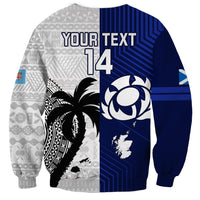 Custom Fiji And Scotland Rugby Sweatshirt Fijian Tapa Pattern With Thistle - Wonder Print Shop