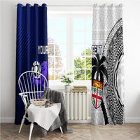 Custom Fiji And Scotland Rugby Window Curtain Fijian Tapa Pattern With Thistle - Wonder Print Shop