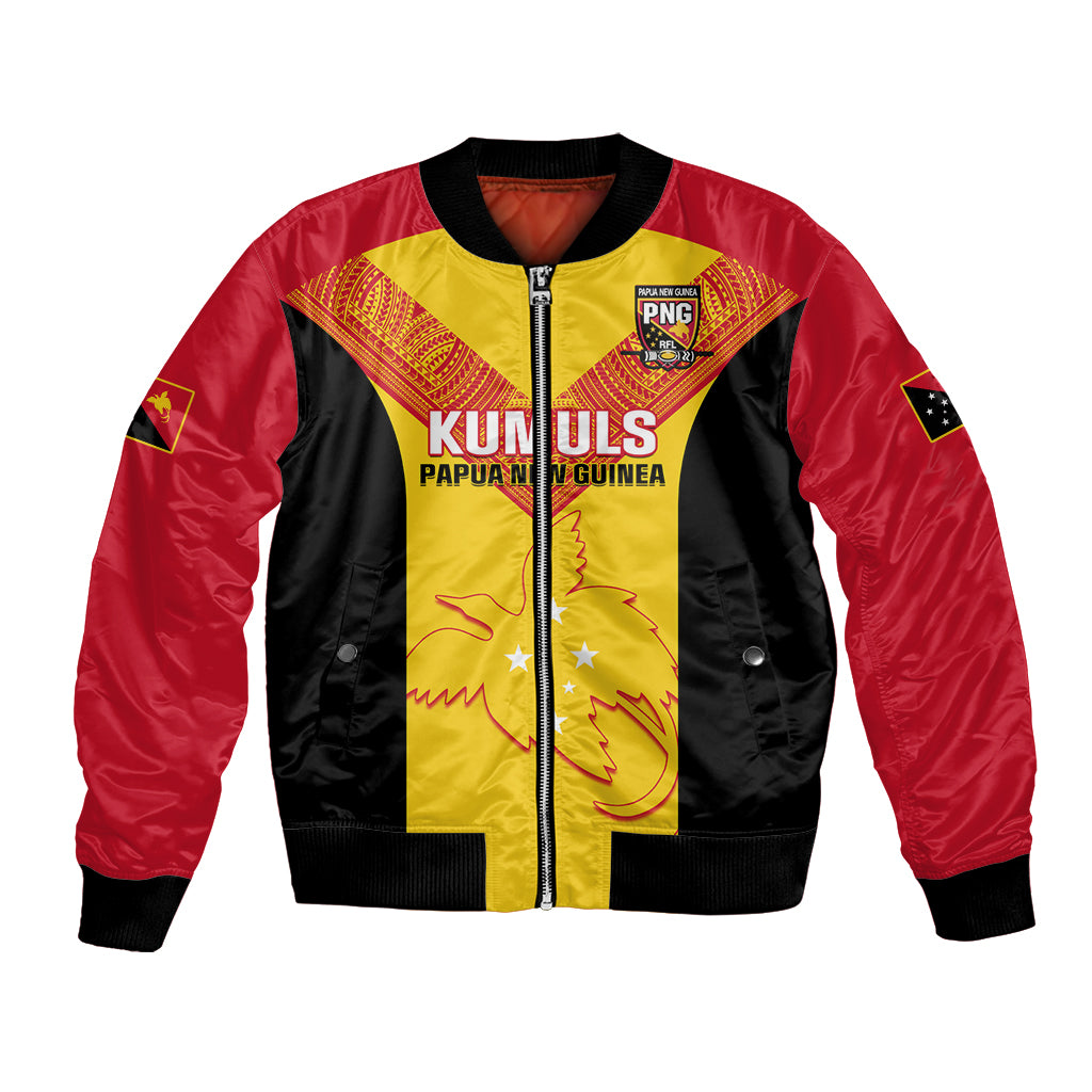 Custom Papua New Guinea Rubgby Bomber Jacket Pacific 2023 Go PNG Kumuls - Wonder Print Shop