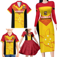 Custom Papua New Guinea Rubgby Family Matching Long Sleeve Bodycon Dress and Hawaiian Shirt Pacific 2023 Go PNG Kumuls - Wonder Print Shop