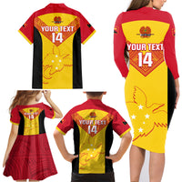 Custom Papua New Guinea Rubgby Family Matching Long Sleeve Bodycon Dress and Hawaiian Shirt Pacific 2023 Go PNG Kumuls - Wonder Print Shop