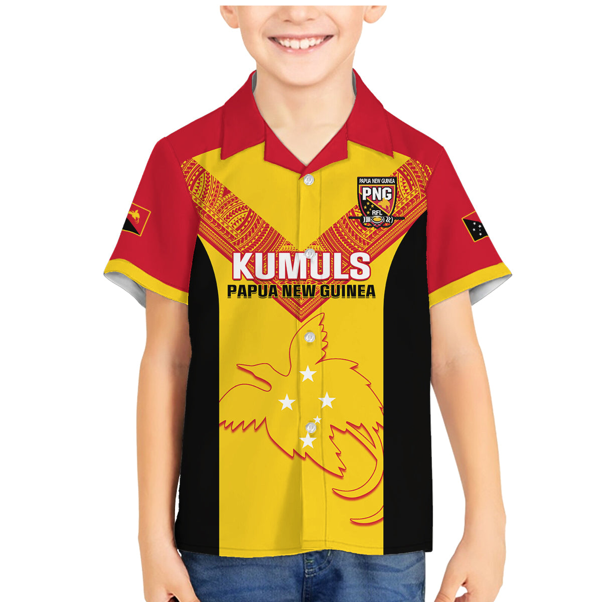 Custom Papua New Guinea Rubgby Family Matching Mermaid Dress and Hawaiian Shirt Pacific 2023 Go PNG Kumuls - Wonder Print Shop