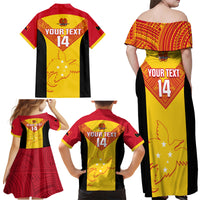 Custom Papua New Guinea Rubgby Family Matching Off Shoulder Maxi Dress and Hawaiian Shirt Pacific 2023 Go PNG Kumuls - Wonder Print Shop