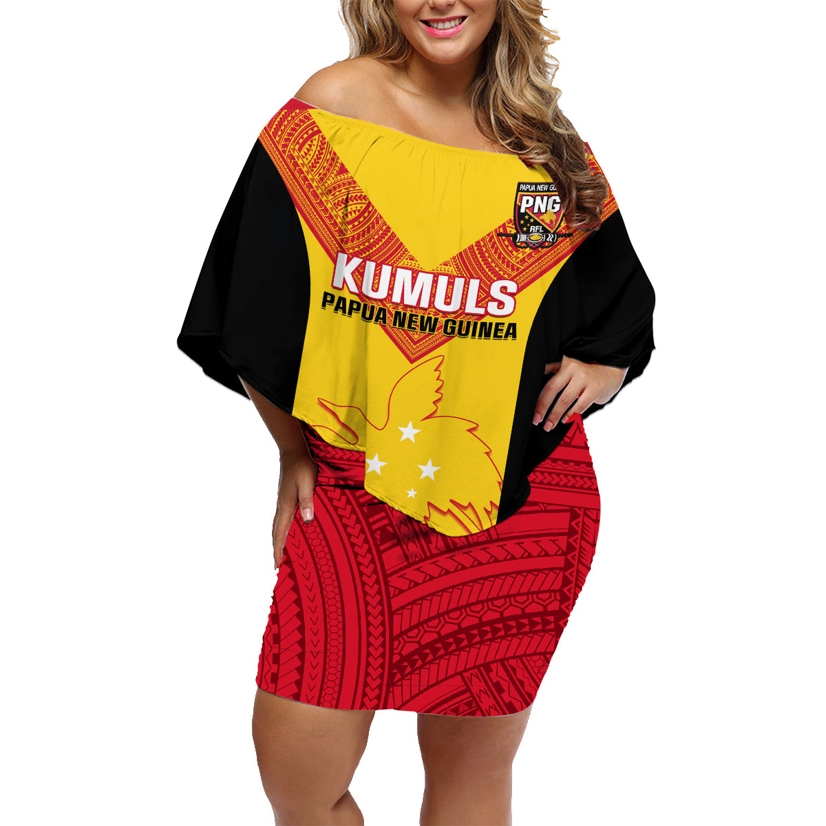 Custom Papua New Guinea Rubgby Family Matching Off Shoulder Short Dress and Hawaiian Shirt Pacific 2023 Go PNG Kumuls - Wonder Print Shop