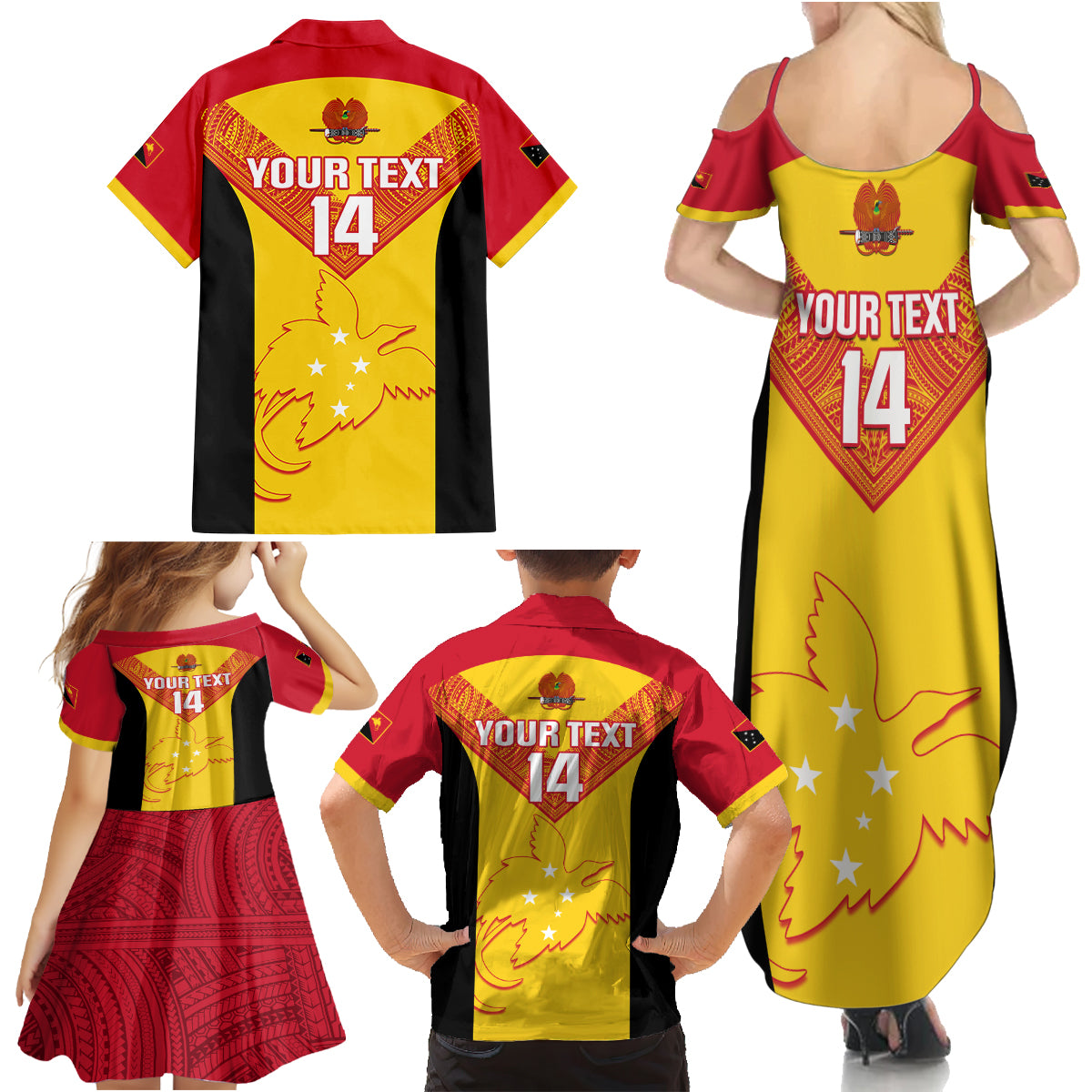 Custom Papua New Guinea Rubgby Family Matching Summer Maxi Dress and Hawaiian Shirt Pacific 2023 Go PNG Kumuls - Wonder Print Shop