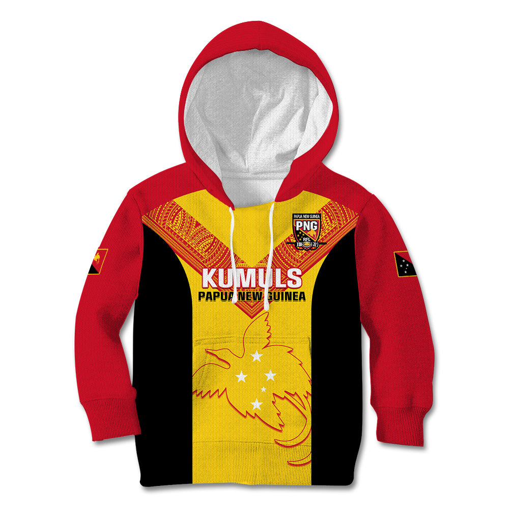 Custom Papua New Guinea Rubgby Kid Hoodie Pacific 2023 Go PNG Kumuls - Wonder Print Shop