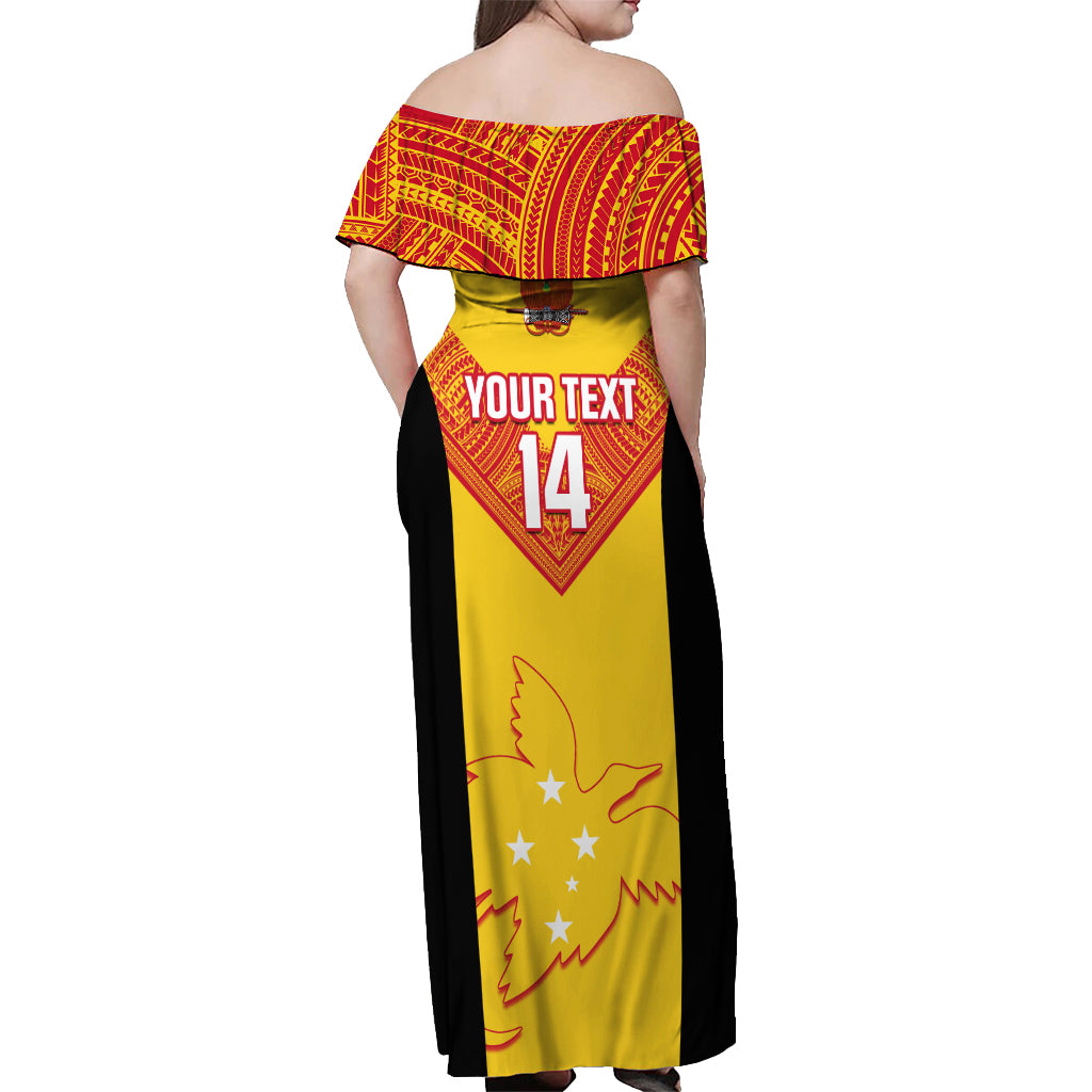 Custom Papua New Guinea Rubgby Off Shoulder Maxi Dress Pacific 2023 Go PNG Kumuls - Wonder Print Shop