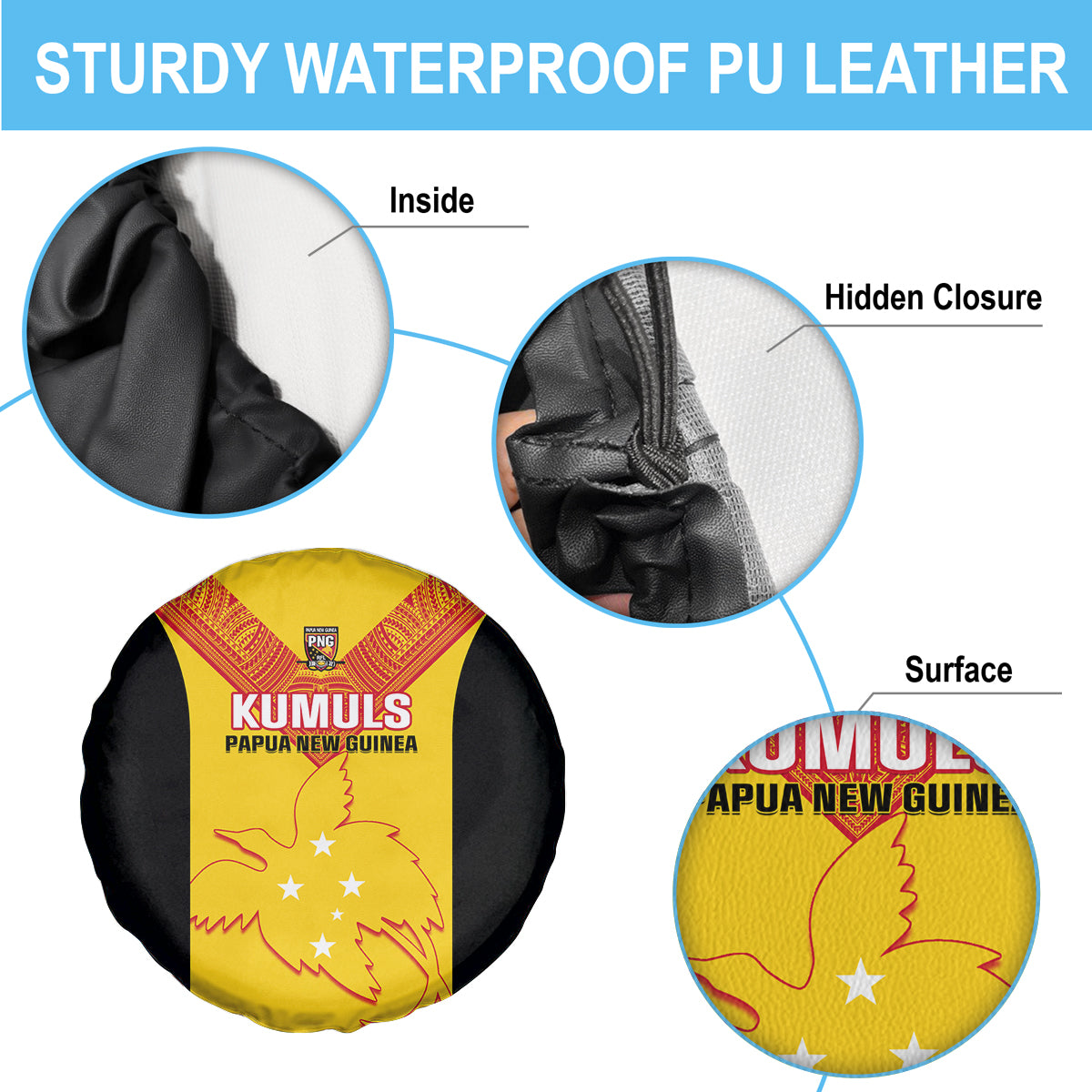 Papua New Guinea Rubgby Spare Tire Cover Pacific 2023 Go PNG Kumuls - Wonder Print Shop