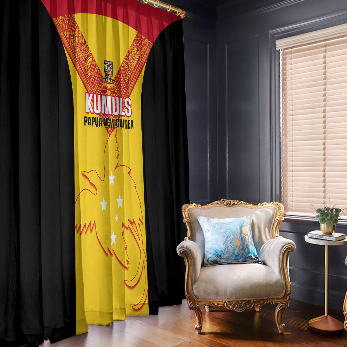 Papua New Guinea Rubgby Window Curtain Pacific 2023 Go PNG Kumuls - Wonder Print Shop