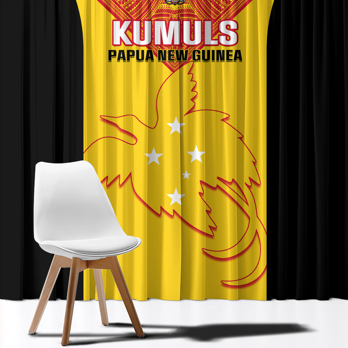 Papua New Guinea Rubgby Window Curtain Pacific 2023 Go PNG Kumuls - Wonder Print Shop