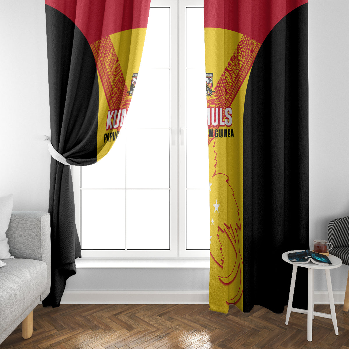 Papua New Guinea Rubgby Window Curtain Pacific 2023 Go PNG Kumuls - Wonder Print Shop