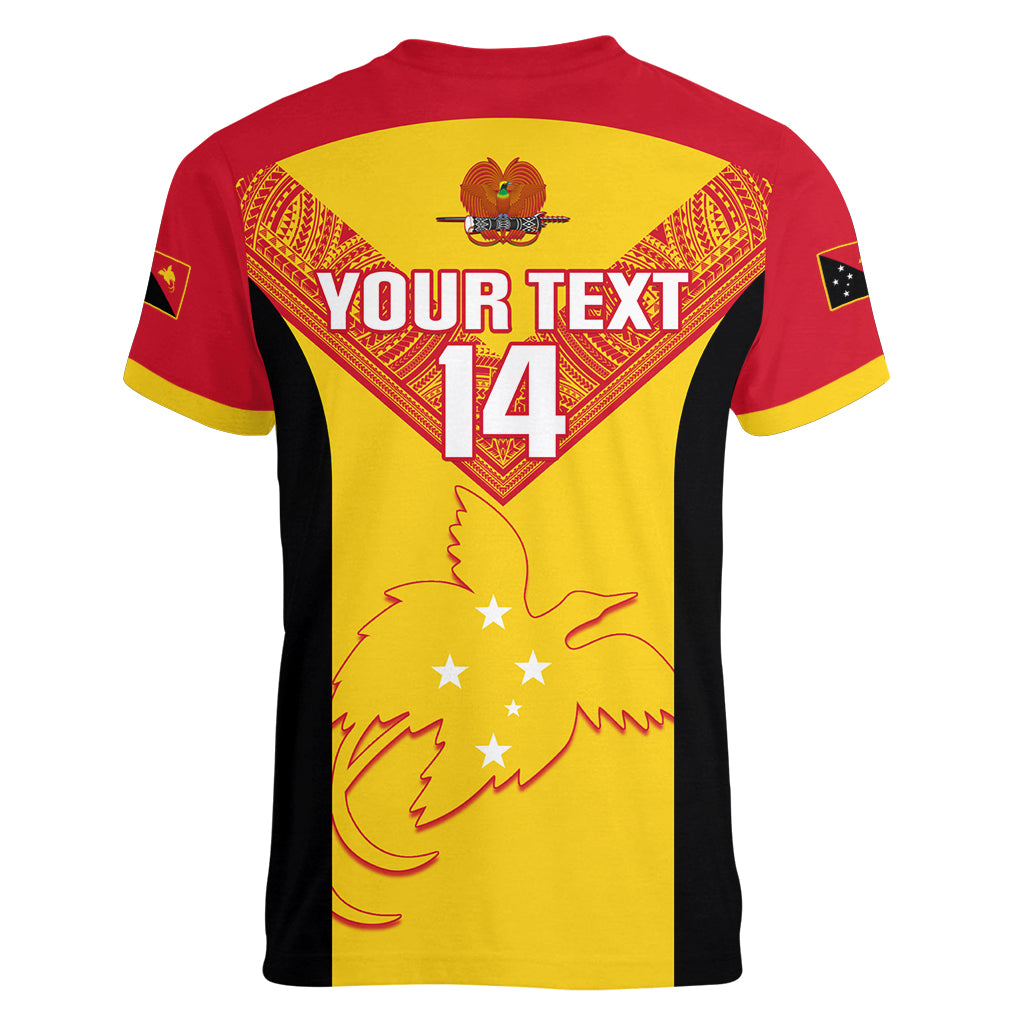 Custom Papua New Guinea Rubgby Women V Neck T Shirt Pacific 2023 Go PNG Kumuls - Wonder Print Shop