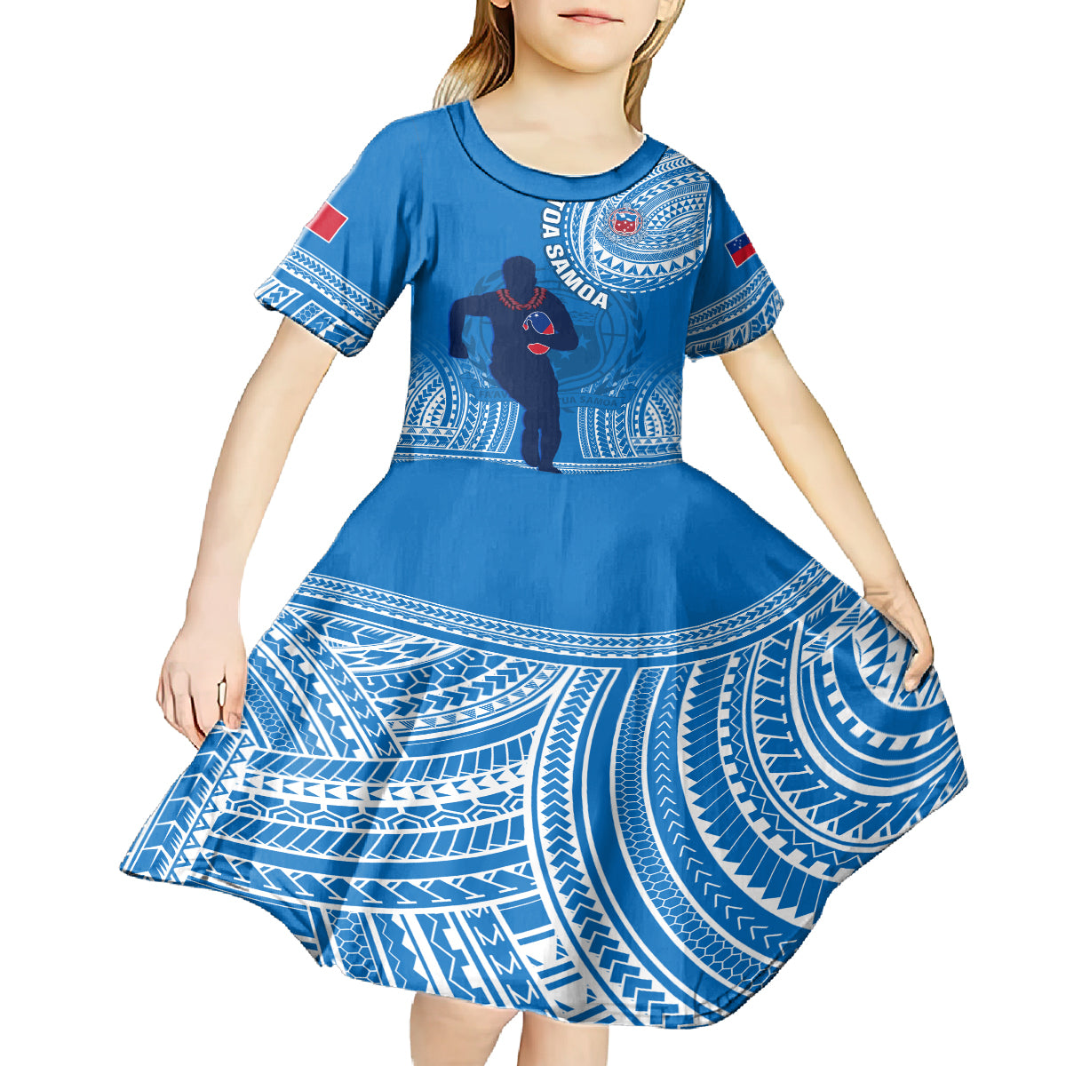 Custom Samoa Rugby Kid Short Sleeve Dress Pacific 2023 Go Toa Samoa - Wonder Print Shop