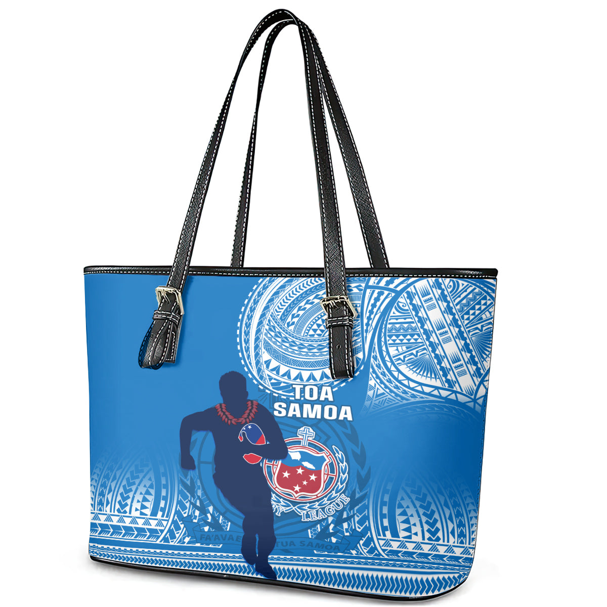 Samoa Rugby Leather Tote Bag Pacific 2023 Go Toa Samoa - Wonder Print Shop