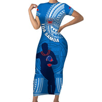 Custom Samoa Rugby Short Sleeve Bodycon Dress Pacific 2023 Go Toa Samoa - Wonder Print Shop
