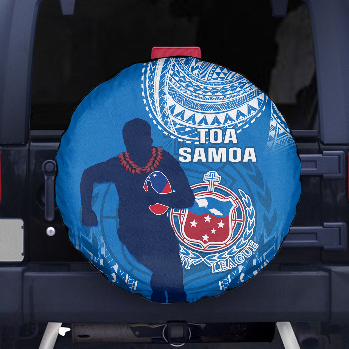 Samoa Rugby Spare Tire Cover Pacific 2023 Go Toa Samoa - Wonder Print Shop