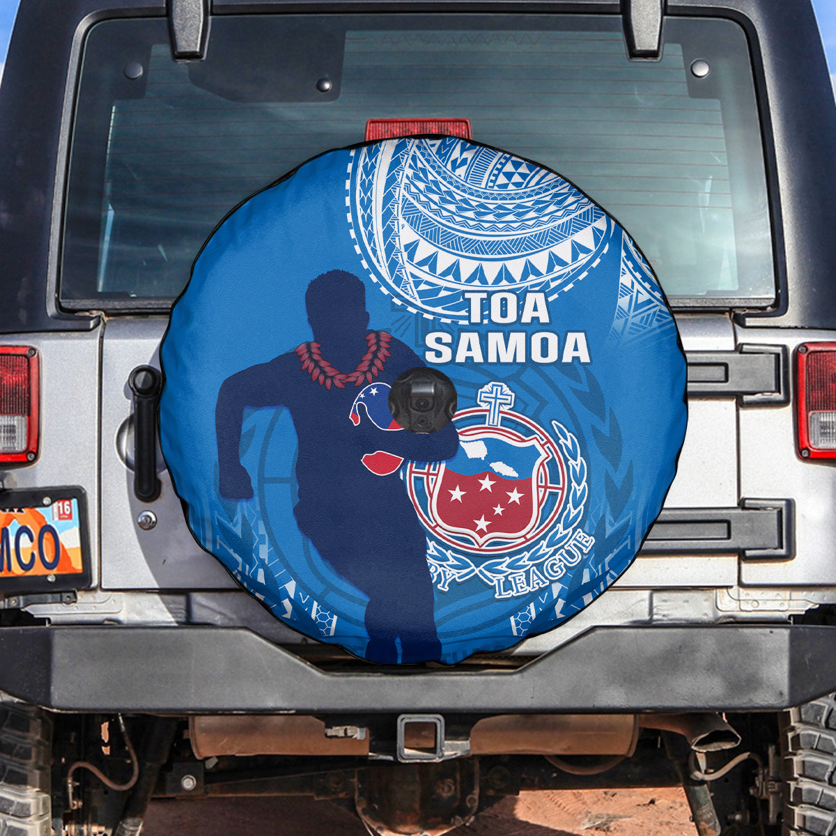 Samoa Rugby Spare Tire Cover Pacific 2023 Go Toa Samoa - Wonder Print Shop