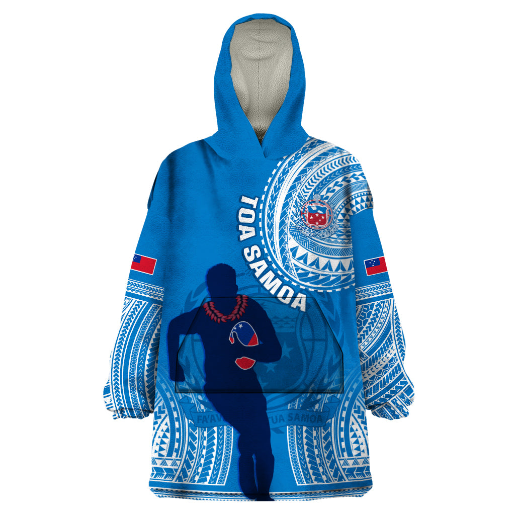 Custom Samoa Rugby Wearable Blanket Hoodie Pacific 2023 Go Toa Samoa - Wonder Print Shop