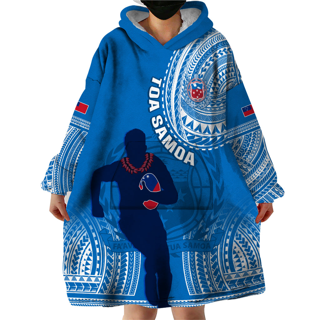 Custom Samoa Rugby Wearable Blanket Hoodie Pacific 2023 Go Toa Samoa - Wonder Print Shop