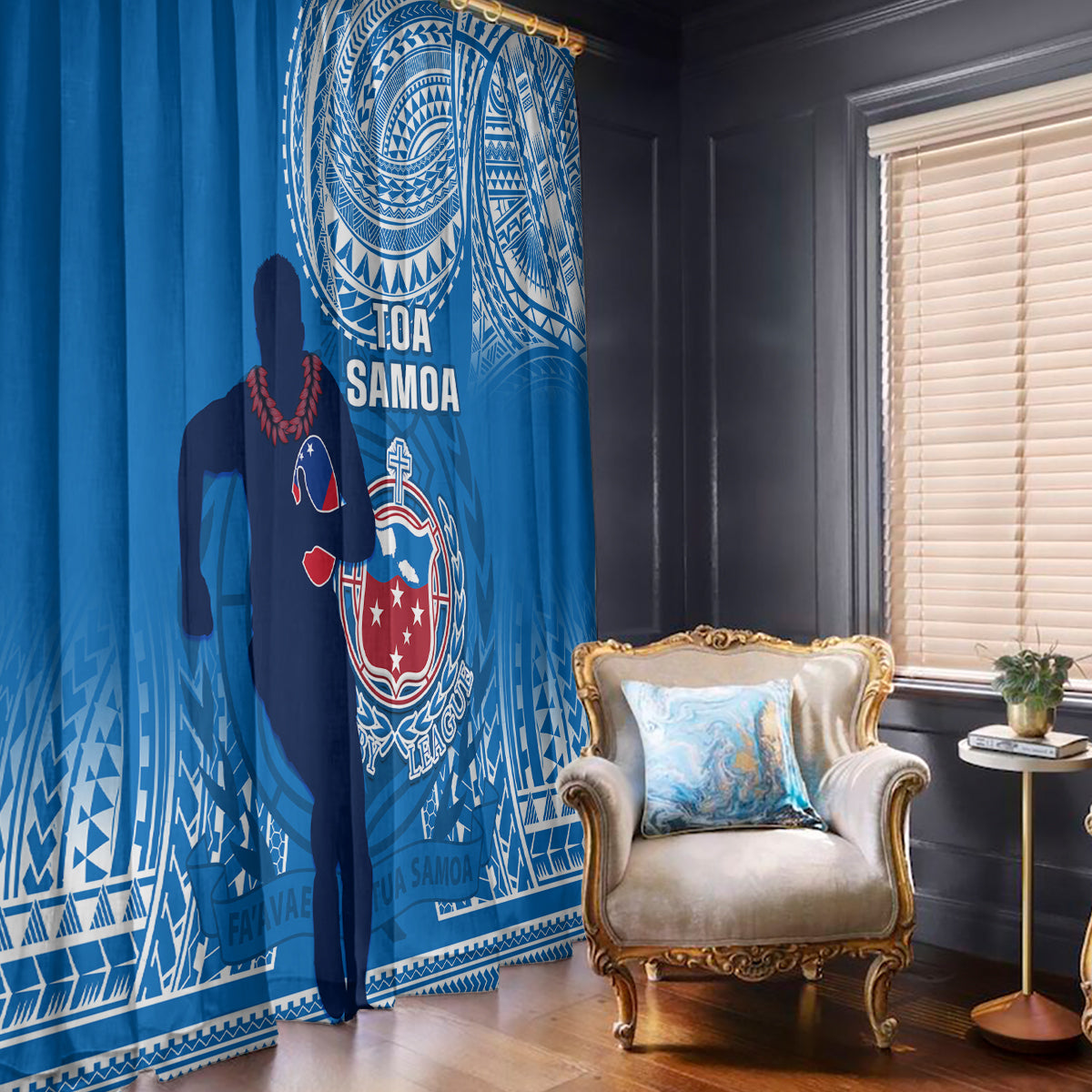 Samoa Rugby Window Curtain Pacific 2023 Go Toa Samoa - Wonder Print Shop