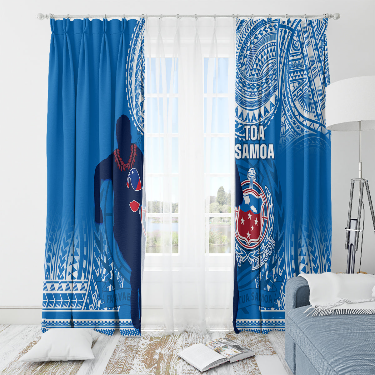 Samoa Rugby Window Curtain Pacific 2023 Go Toa Samoa - Wonder Print Shop