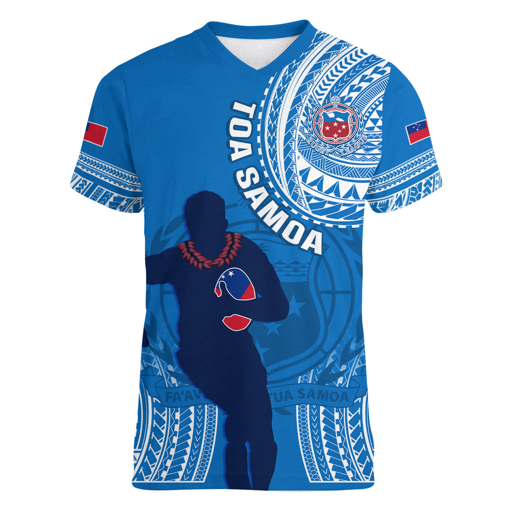Custom Samoa Rugby Women V Neck T Shirt Pacific 2023 Go Toa Samoa - Wonder Print Shop