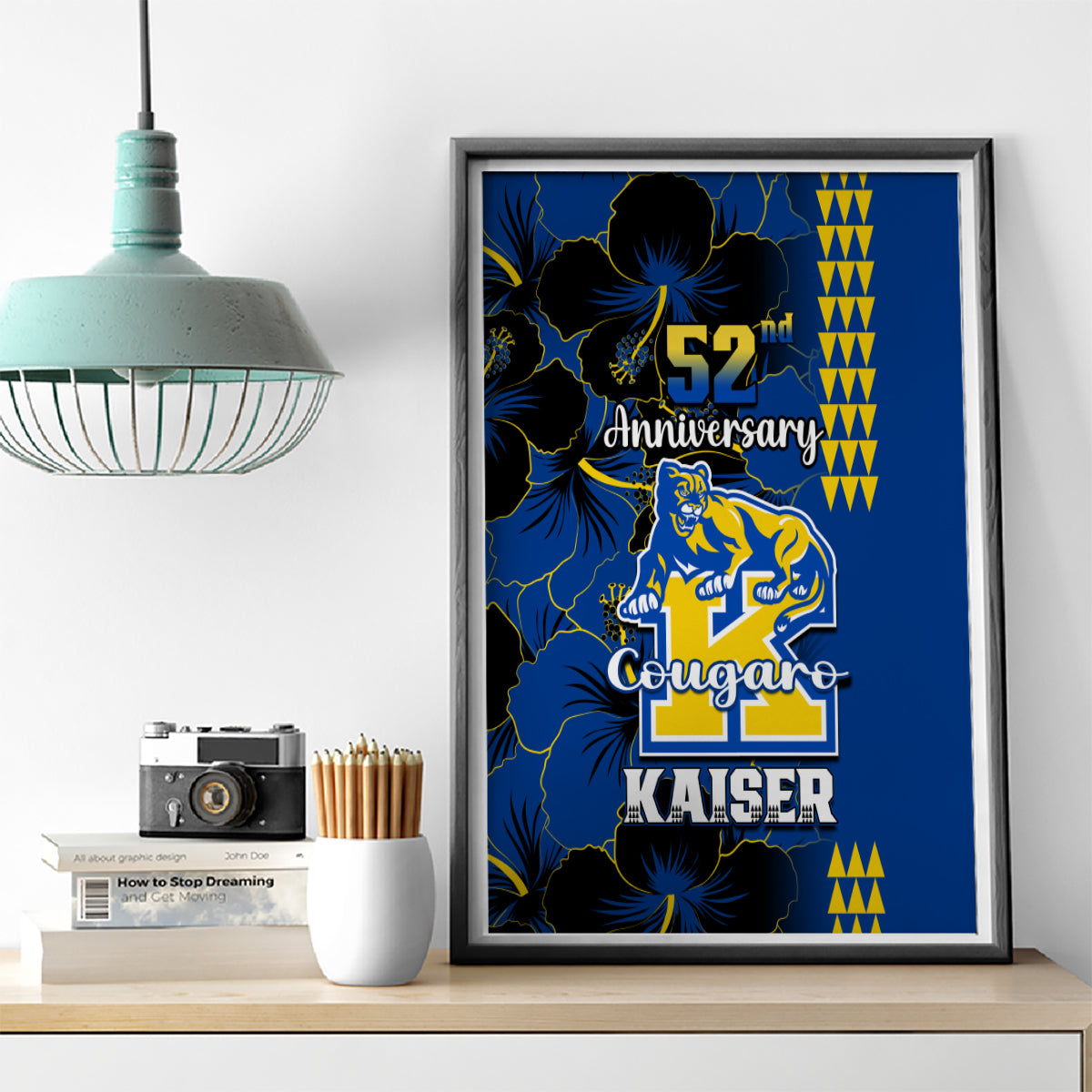 Hawaii Kaiser High School Canvas Wall Art Kakau Mix Hibiscus Happy 52nd Anniversary - Wonder Print Shop