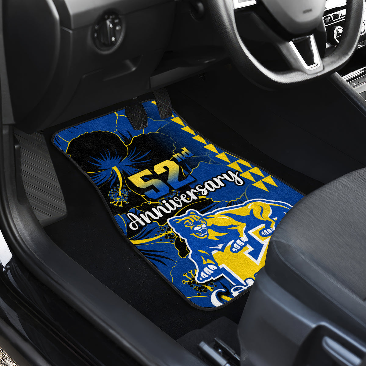 Hawaii Kaiser High School Car Mats Kakau Mix Hibiscus Happy 52nd Anniversary - Wonder Print Shop