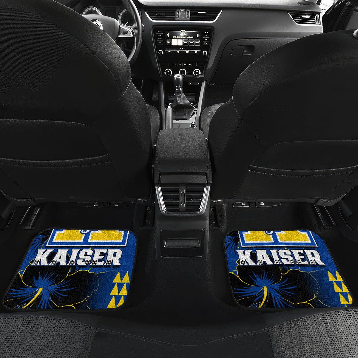 Hawaii Kaiser High School Car Mats Kakau Mix Hibiscus Happy 52nd Anniversary - Wonder Print Shop