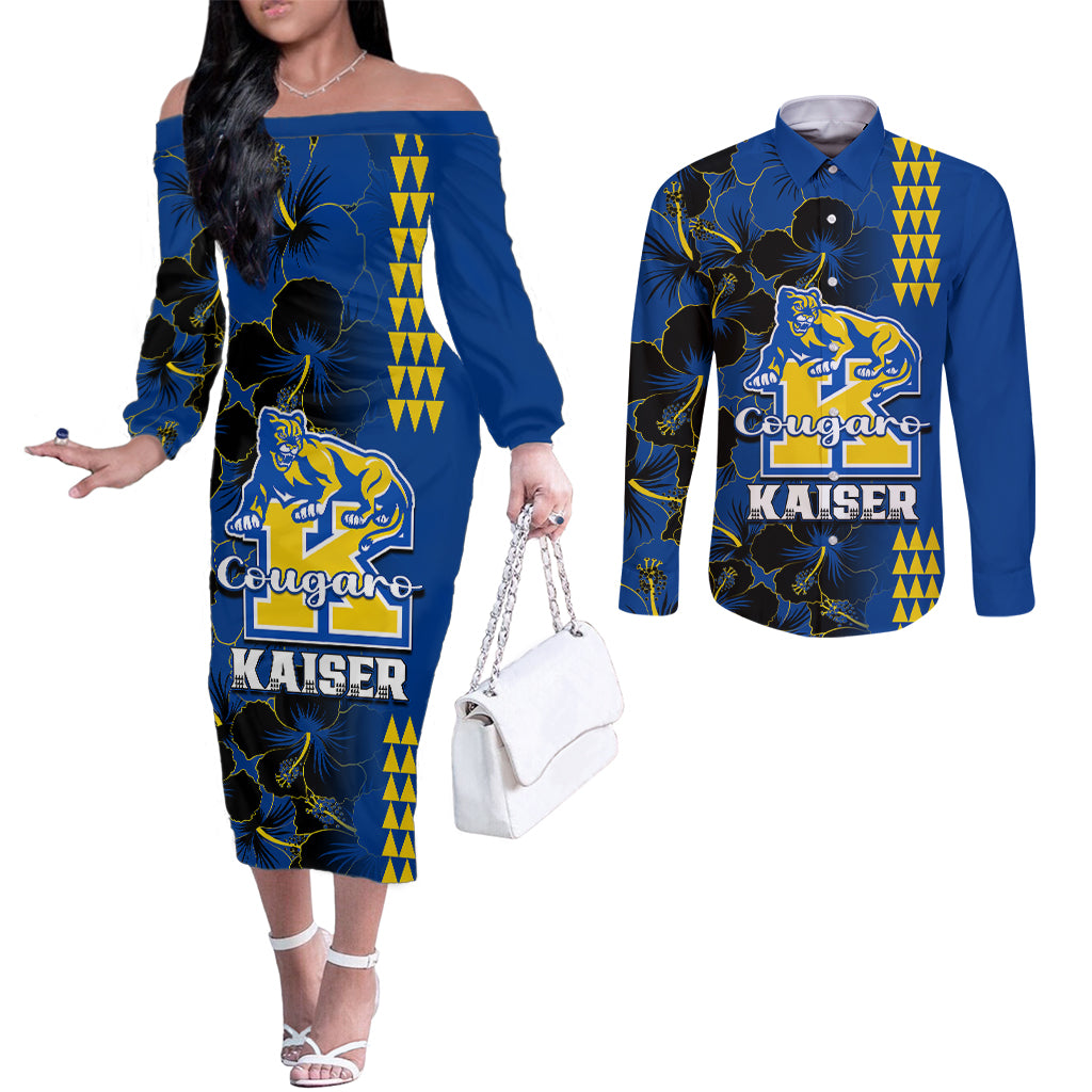 hawaii-kaiser-high-school-couples-matching-off-the-shoulder-long-sleeve-dress-and-long-sleeve-button-shirts-kakau-mix-hibiscus-happy-52nd-anniversary