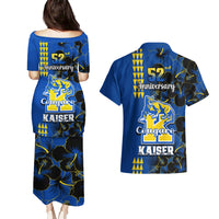 Hawaii Kaiser High School Couples Matching Puletasi Dress and Hawaiian Shirt Kakau Mix Hibiscus Happy 52nd Anniversary - Wonder Print Shop