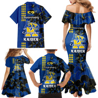 Hawaii Kaiser High School Family Matching Mermaid Dress and Hawaiian Shirt Kakau Mix Hibiscus Happy 52nd Anniversary - Wonder Print Shop