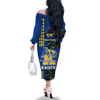 Hawaii Kaiser High School Family Matching Off Shoulder Long Sleeve Dress and Hawaiian Shirt Kakau Mix Hibiscus Happy 52nd Anniversary - Wonder Print Shop