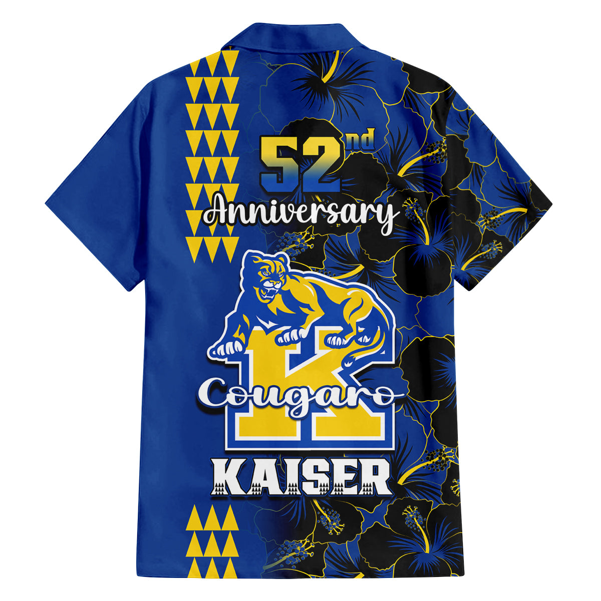 Hawaii Kaiser High School Family Matching Tank Maxi Dress and Hawaiian Shirt Kakau Mix Hibiscus Happy 52nd Anniversary - Wonder Print Shop
