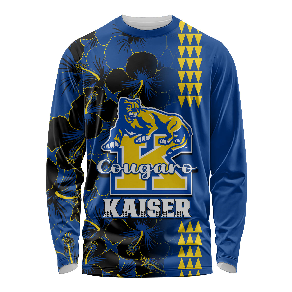 Hawaii Kaiser High School Long Sleeve Shirt Kakau Mix Hibiscus Happy 52nd Anniversary - Wonder Print Shop