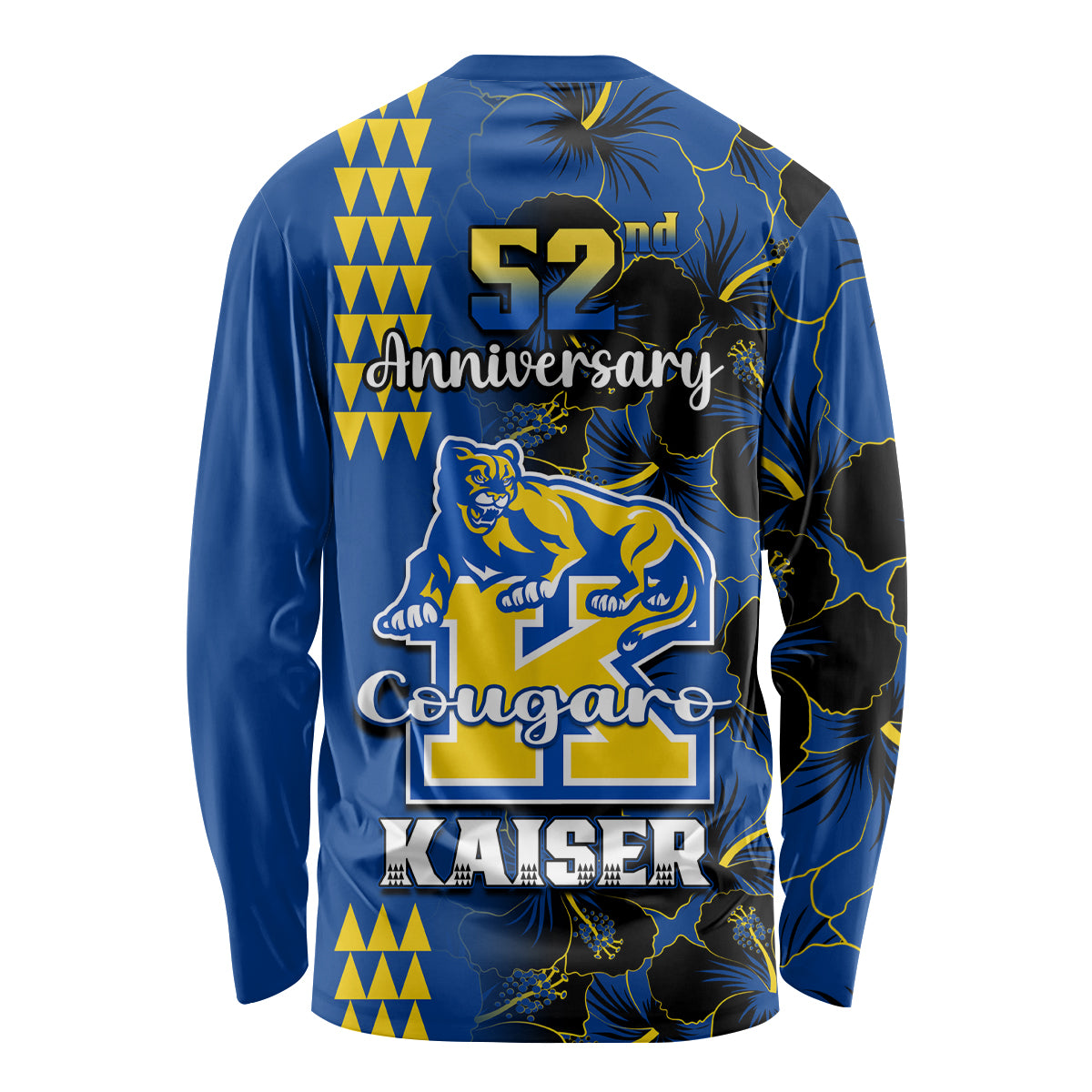 Hawaii Kaiser High School Long Sleeve Shirt Kakau Mix Hibiscus Happy 52nd Anniversary - Wonder Print Shop