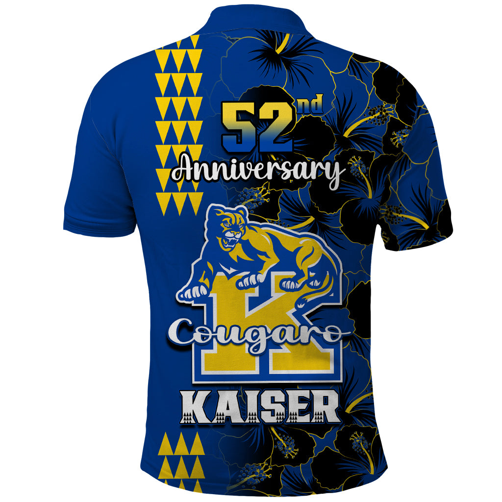 Hawaii Kaiser High School Polo Shirt Kakau Mix Hibiscus Happy 52nd Anniversary - Wonder Print Shop