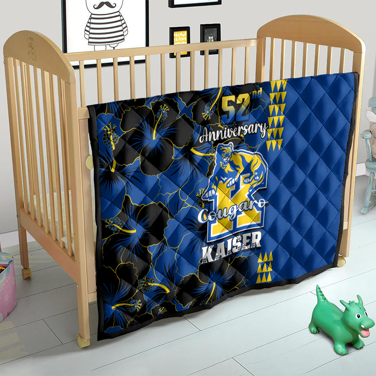 Hawaii Kaiser High School Quilt Kakau Mix Hibiscus Happy 52nd Anniversary - Wonder Print Shop