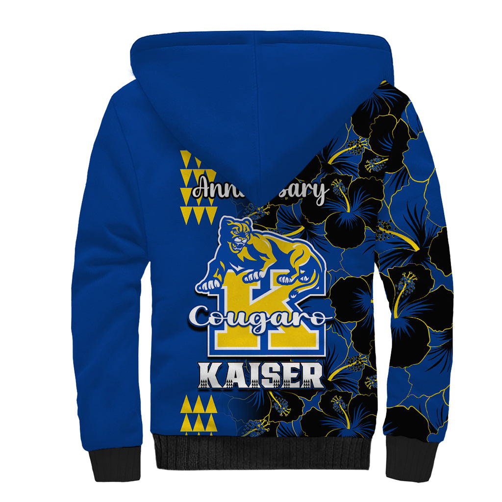 Hawaii Kaiser High School Sherpa Hoodie Kakau Mix Hibiscus Happy 52nd Anniversary - Wonder Print Shop