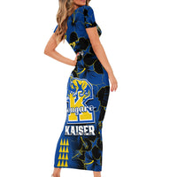 Hawaii Kaiser High School Short Sleeve Bodycon Dress Kakau Mix Hibiscus Happy 52nd Anniversary - Wonder Print Shop