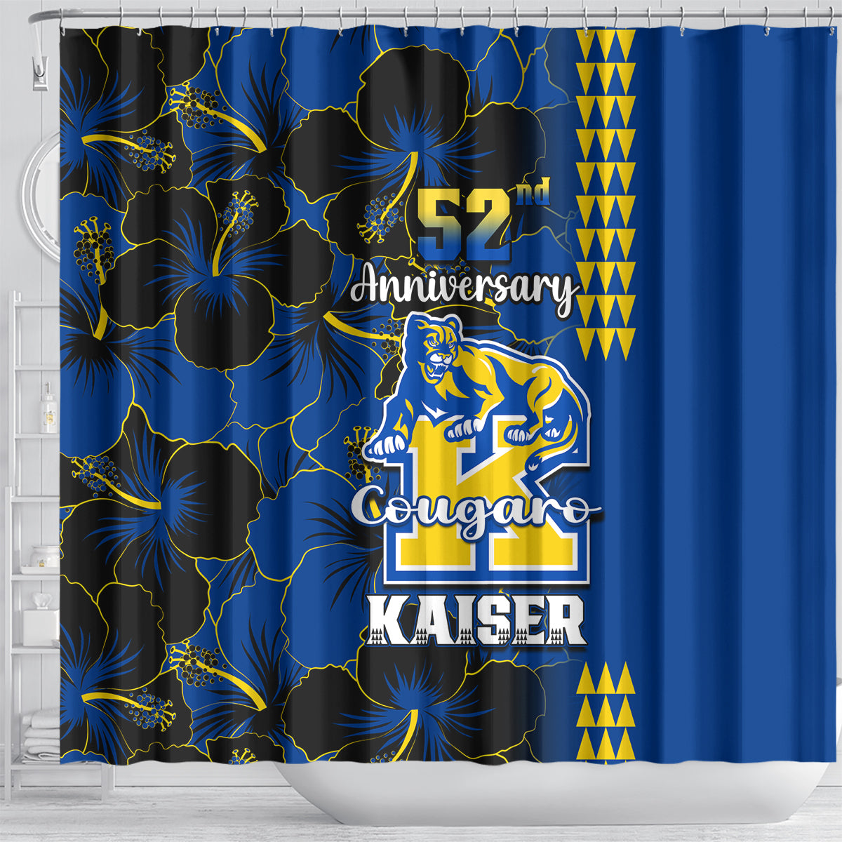 hawaii-kaiser-high-school-shower-curtain-kakau-mix-hibiscus-happy-52nd-anniversary