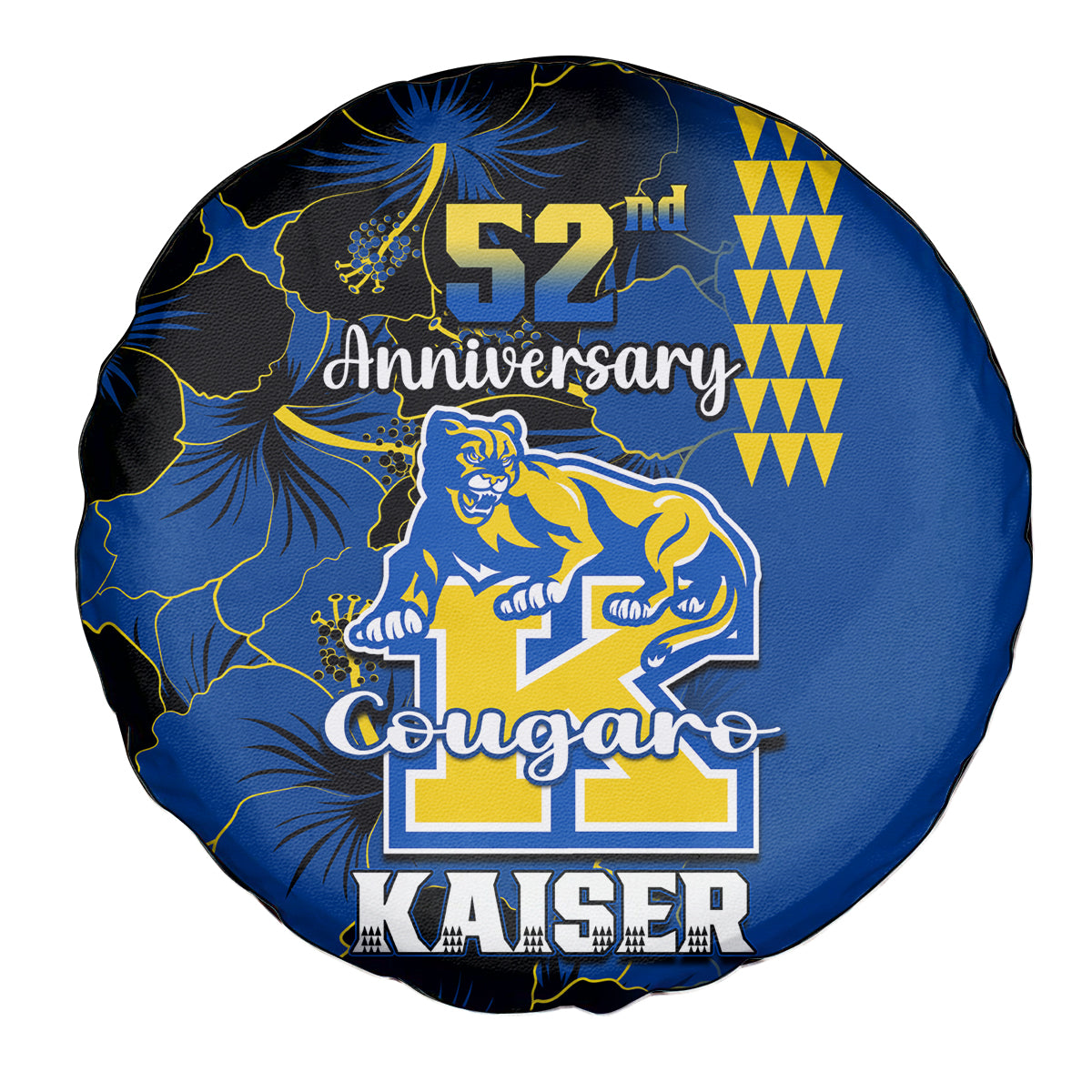 Hawaii Kaiser High School Spare Tire Cover Kakau Mix Hibiscus Happy 52nd Anniversary - Wonder Print Shop