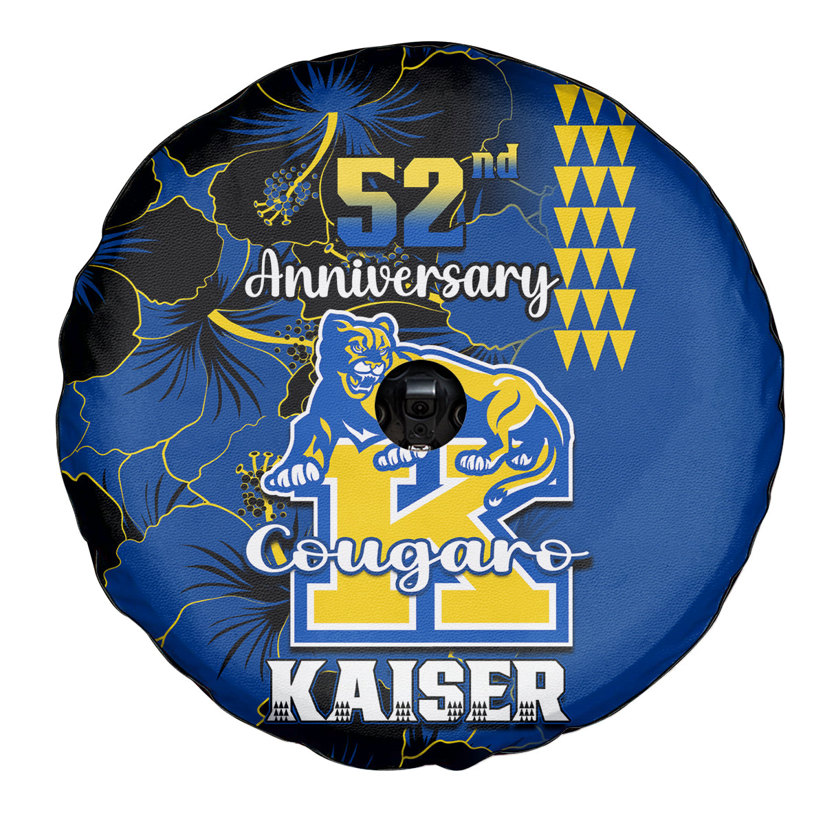 Hawaii Kaiser High School Spare Tire Cover Kakau Mix Hibiscus Happy 52nd Anniversary - Wonder Print Shop