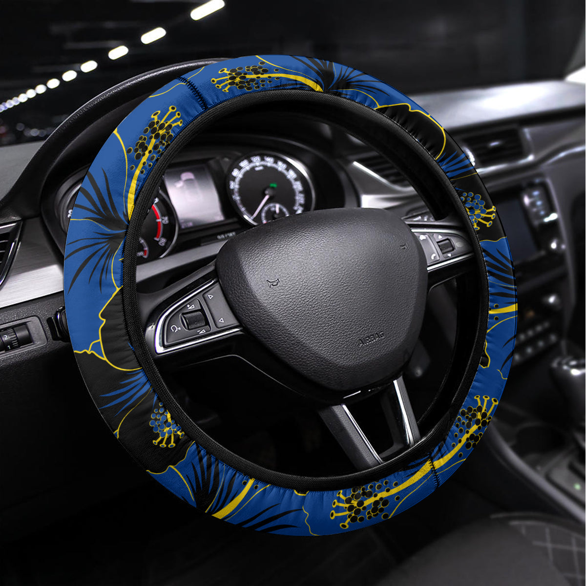 Hawaii Kaiser High School Steering Wheel Cover Kakau Mix Hibiscus Happy 52nd Anniversary - Wonder Print Shop