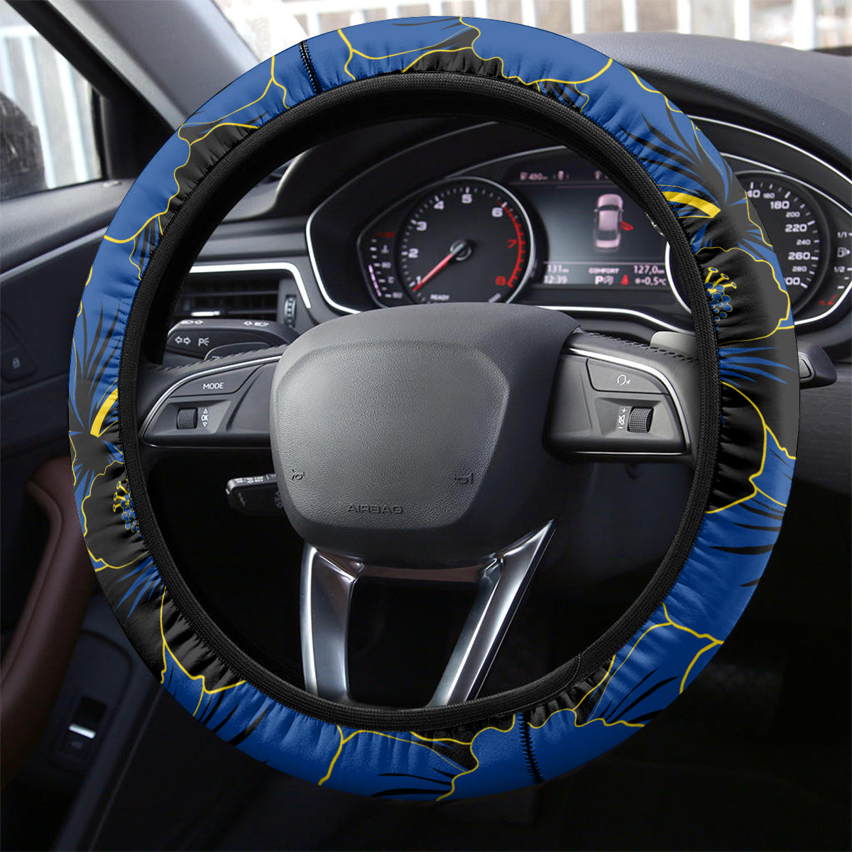 Hawaii Kaiser High School Steering Wheel Cover Kakau Mix Hibiscus Happy 52nd Anniversary - Wonder Print Shop