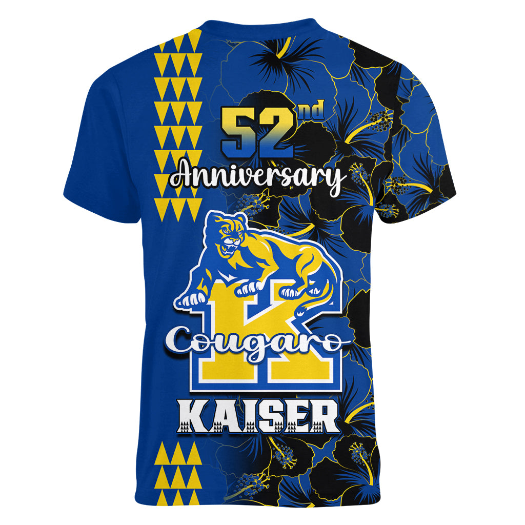 Hawaii Kaiser High School Women V Neck T Shirt Kakau Mix Hibiscus Happy 52nd Anniversary - Wonder Print Shop